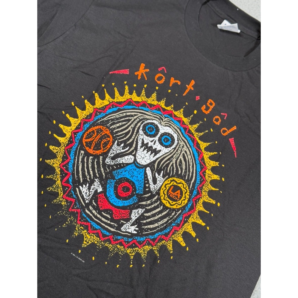 Vintage LA Gear Kort God T Shirt‎ Mens XL Black Graphic Print Short Sleeve Logo